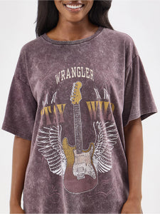 Wrangler Women's: Acid Wash Graphic Oversized Tee