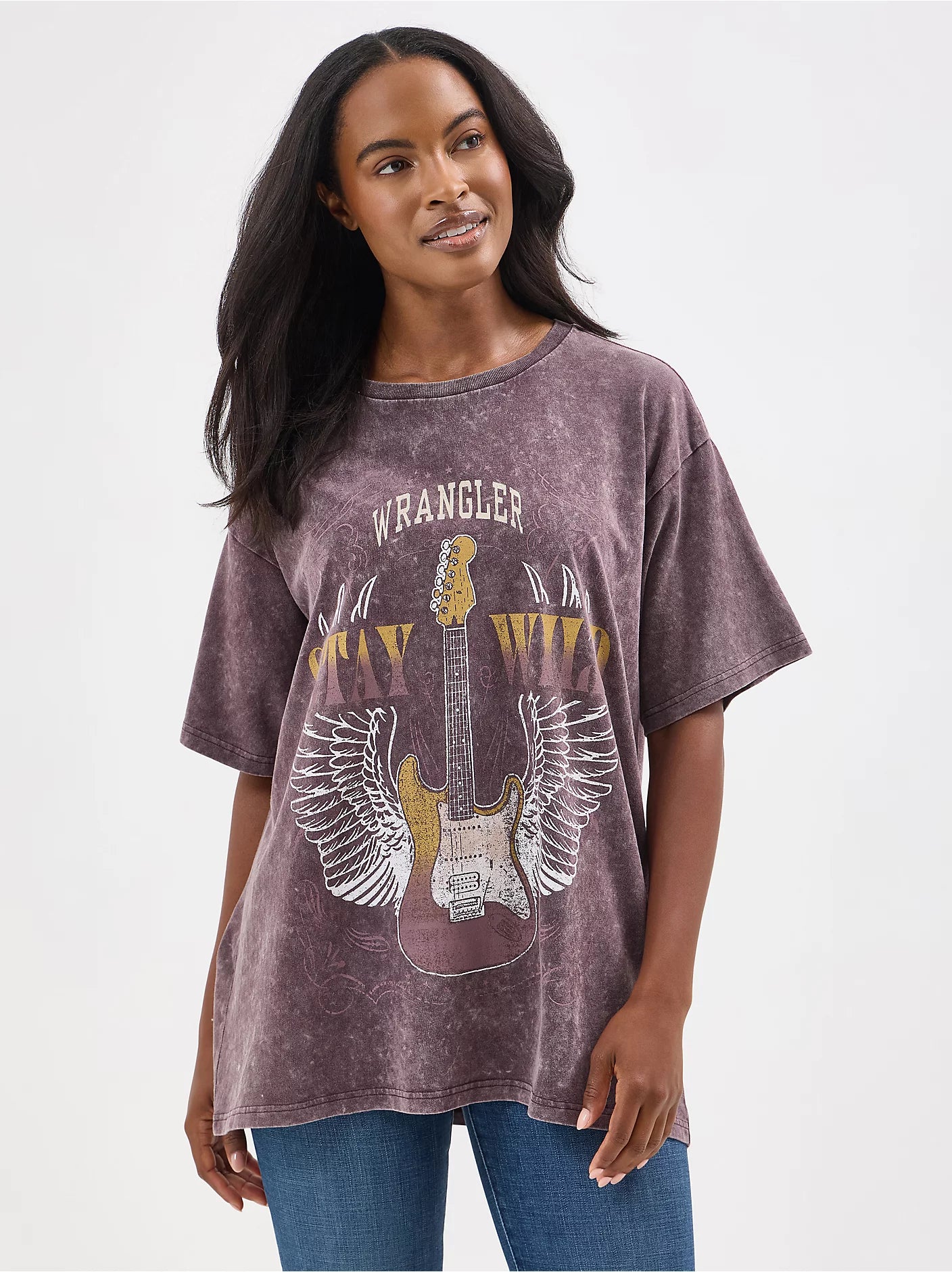 Wrangler Women's: Acid Wash Graphic Oversized Tee