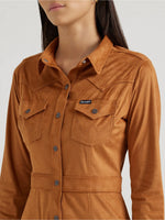 Load image into Gallery viewer, Wrangler Women&#39;s: Sueded Western Snap Shirt Dress
