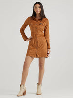 Load image into Gallery viewer, Wrangler Women&#39;s: Sueded Western Snap Shirt Dress
