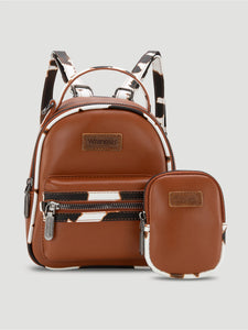 Wrangler: Cowprint Trimmed Mini Backpack