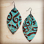 Load image into Gallery viewer, Leather Oval Earrings in Cowboy Turquoise
