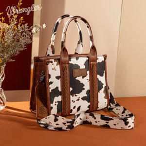 Wrangler: Cow Print Crossbody Tote