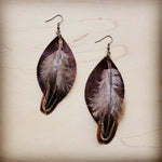 Load image into Gallery viewer, Western Leather Oval Earrings Brown Turkey Feather
