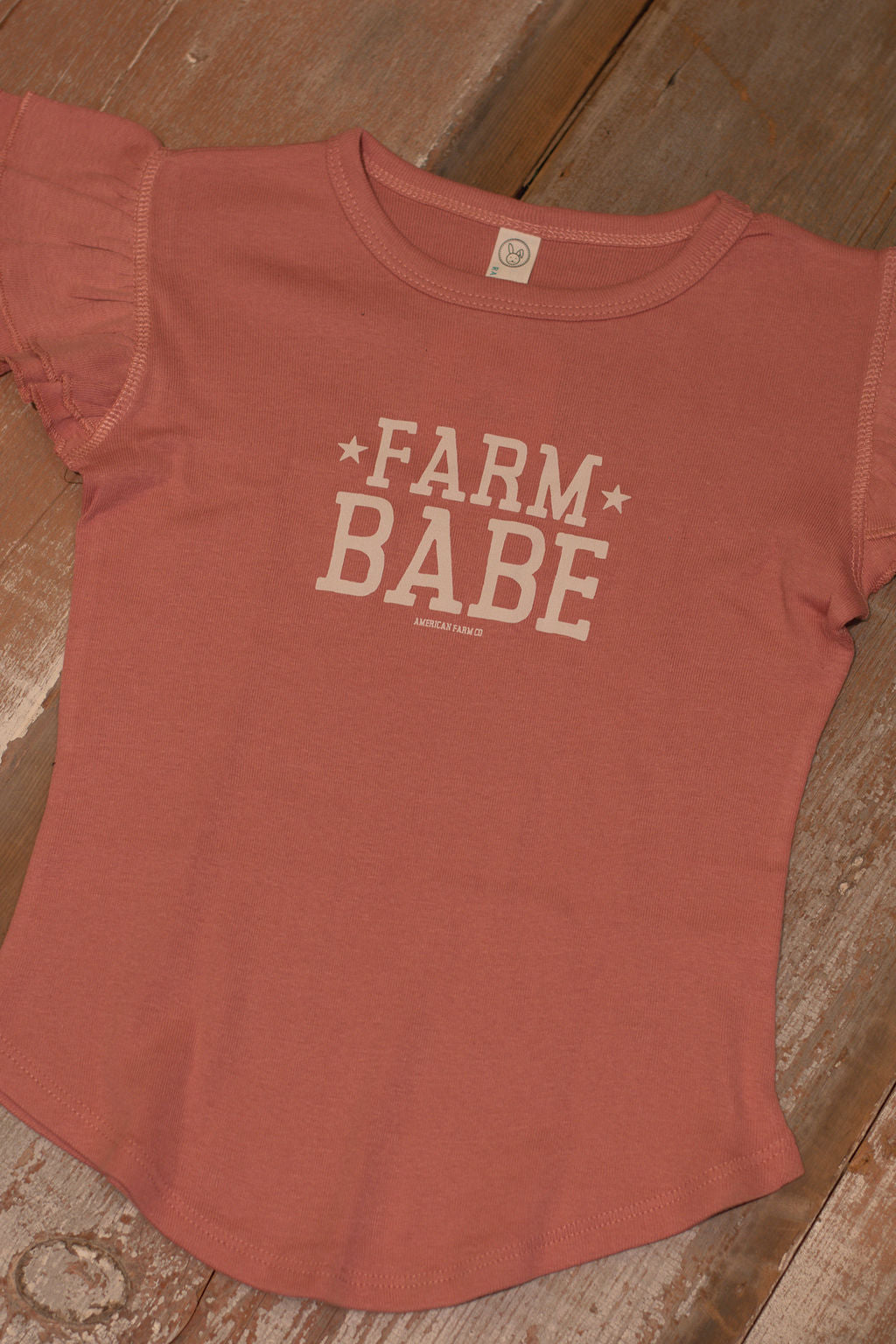 Farm Babe Mauve Ruffle Sleeve Tee