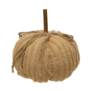 Taupe Chenille Stuffed Pumpkin