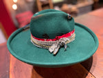 Load image into Gallery viewer, Custom Green Branded + Burned 100% Wool Wide Brim Hat
