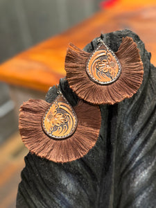 Hand Tooled Fringe Earrings