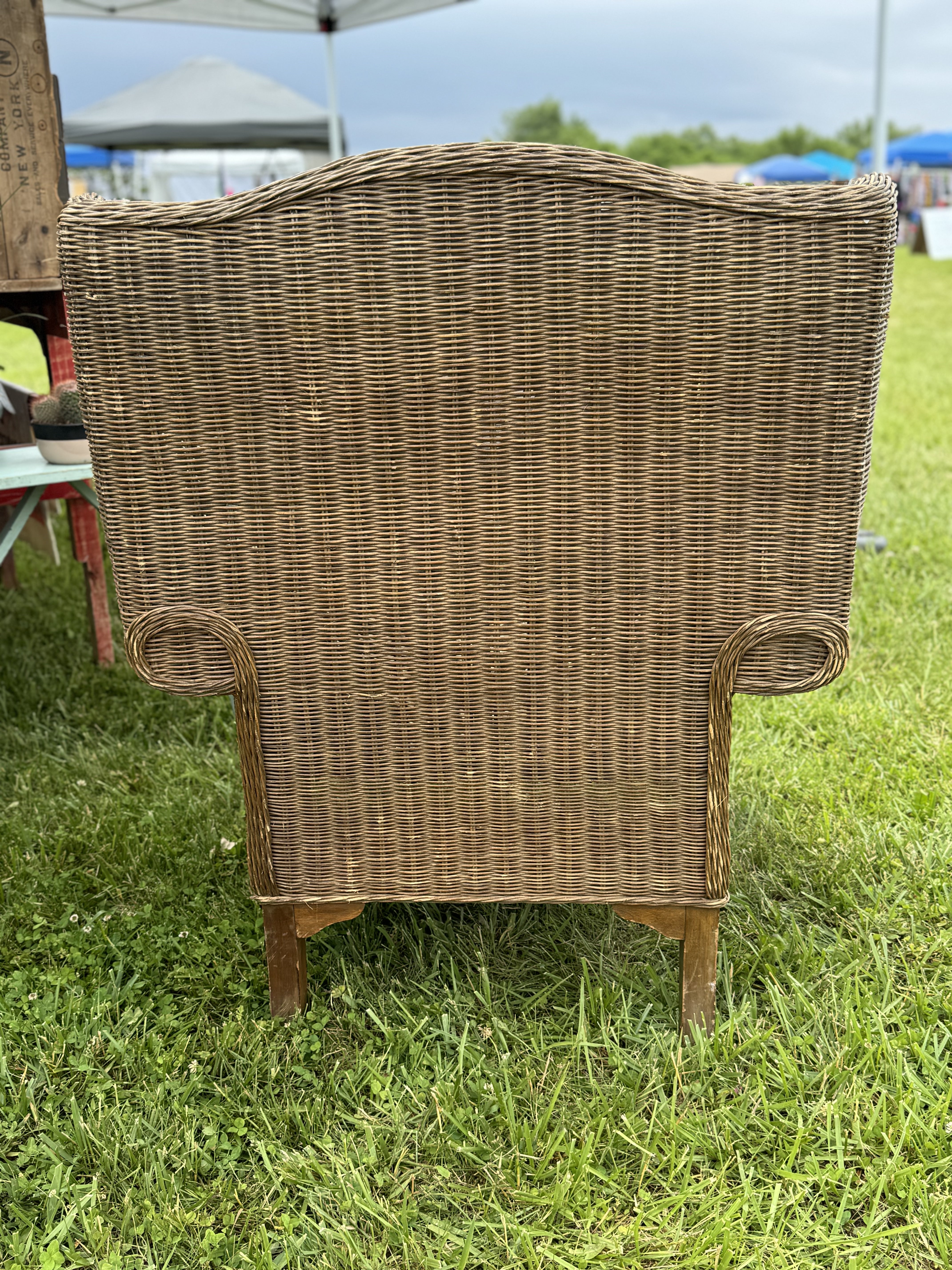 Sturdy Wicker Wingback Chair