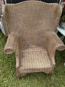 Sturdy Wicker Wingback Chair