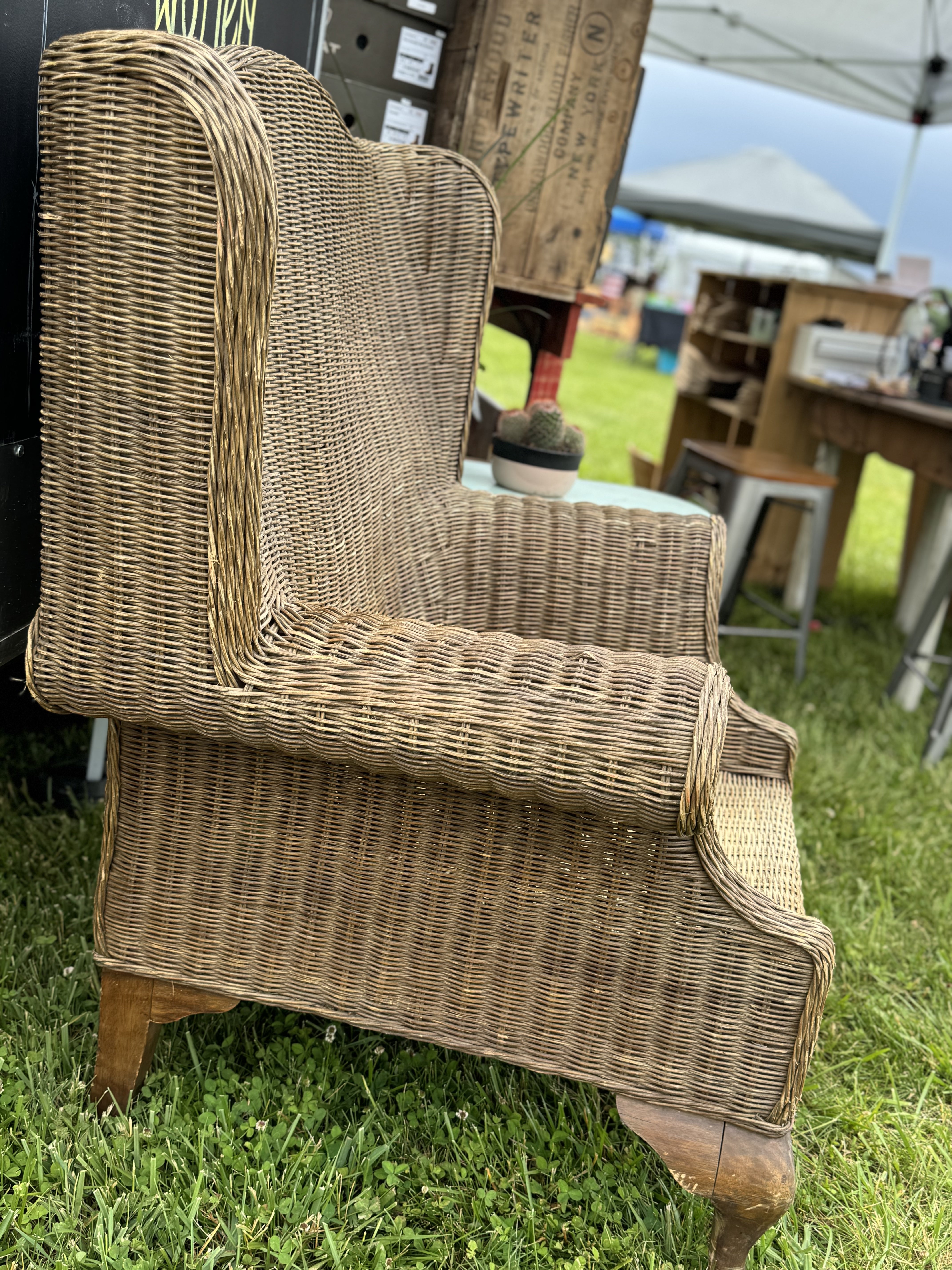 Sturdy Wicker Wingback Chair