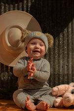 Load image into Gallery viewer, Baby Heathered Double Pom C.C Beanie
