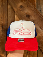 Load image into Gallery viewer, Western Boot Stitch Trucker Hat
