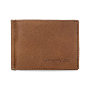 Genuine Leather Men's Slim Wallet with Money Clip