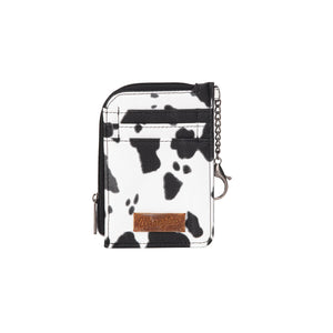 Wrangler: Cow Print Mini Zip Card Case