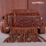 Load image into Gallery viewer, Trinity Ranch Floral Tooled Fringe Belt Bag
