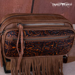 Load image into Gallery viewer, Trinity Ranch Floral Tooled Fringe Belt Bag
