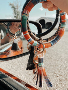 Serape Bangle Bracelet Tassel Keyring