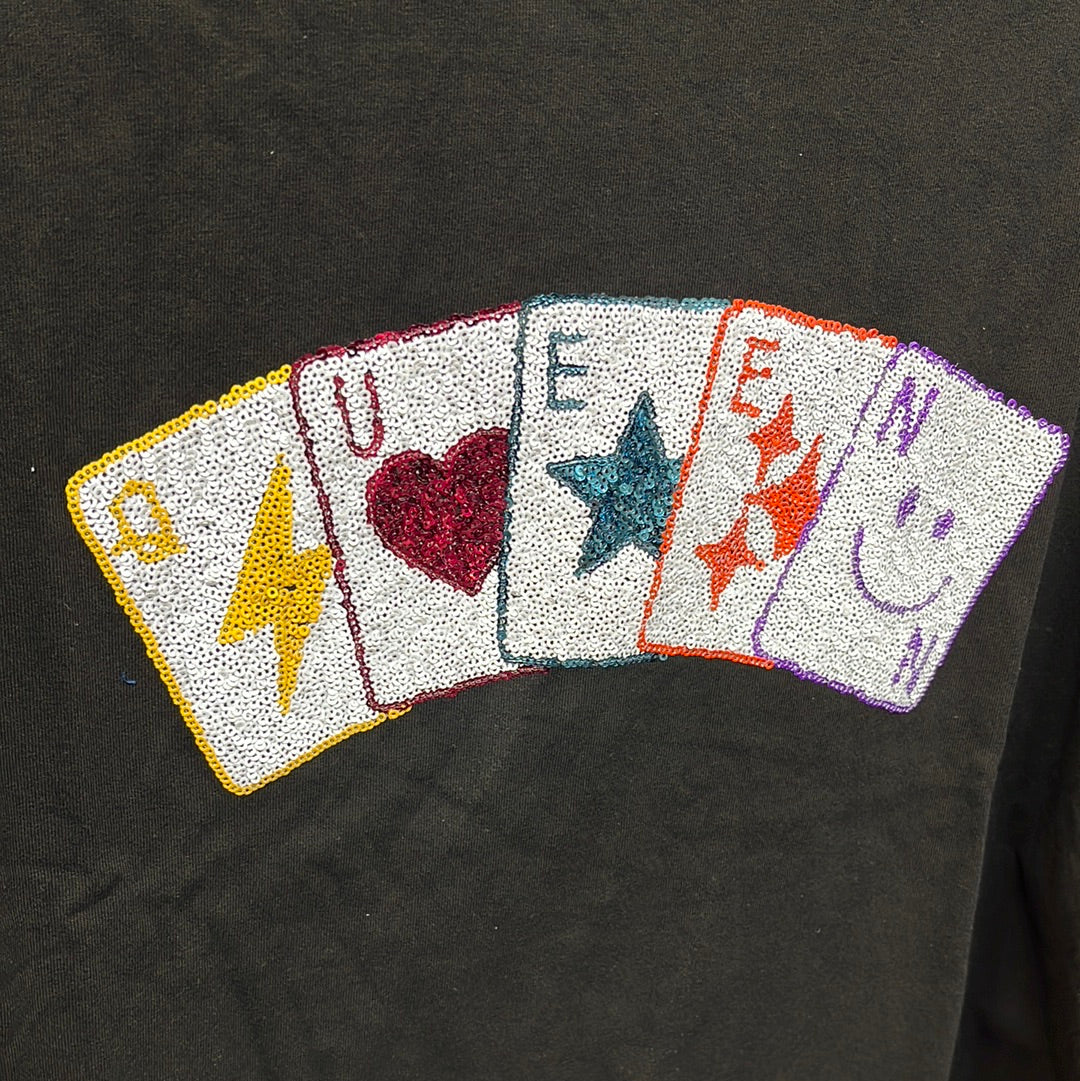 Rainbow Queen Poker Sequin Tee