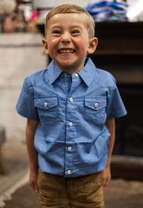 Boys Light Denim Short-Sleeve Shirt