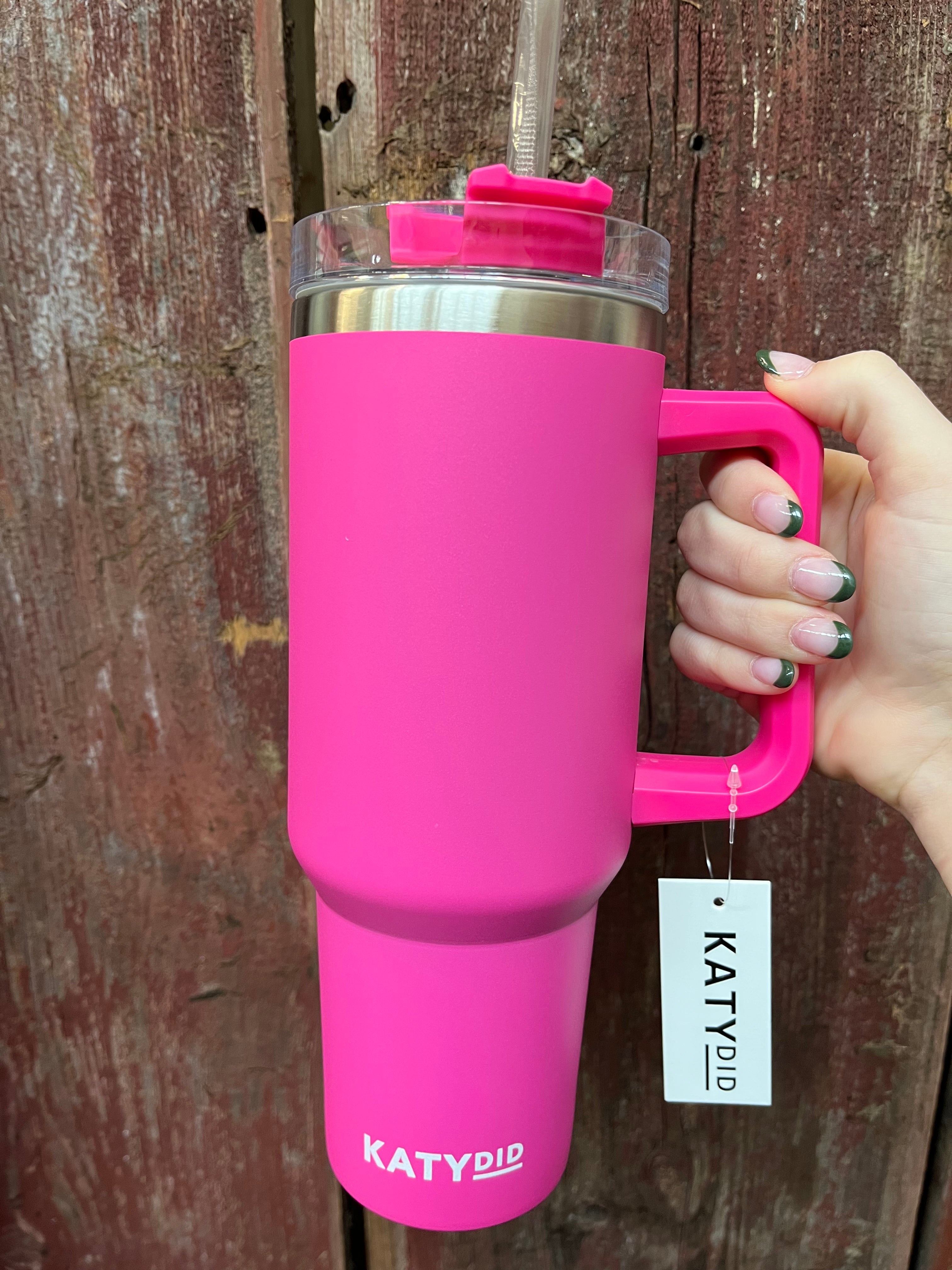 Hot Pink 40 Oz Tumbler Cup with Handle