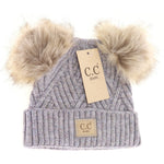 Load image into Gallery viewer, Baby Heathered Double Pom C.C Beanie
