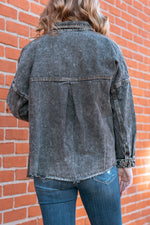 Load image into Gallery viewer, Charcoal Oversized Denim Jacket
