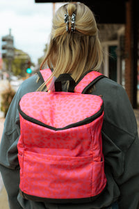 Pink Leopard Backpack Cooler