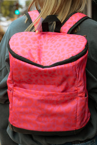 Pink Leopard Backpack Cooler