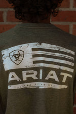 Load image into Gallery viewer, Ariat: Boys Military Heather Flag Long Sleeve T-Shirt
