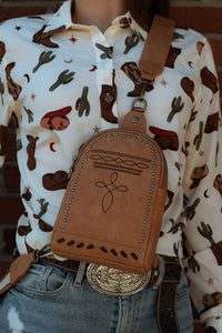 Montana West: Embroidered Boot Stitch Sling Bag