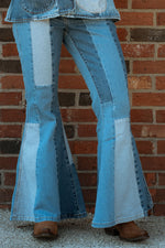 Load image into Gallery viewer, Wrangler® x Lainey Wilson Patchwork Bell Bottoms
