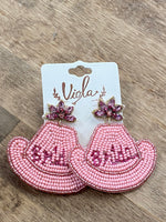 Load image into Gallery viewer, Bride Cowboy Hat Beaded Earrings
